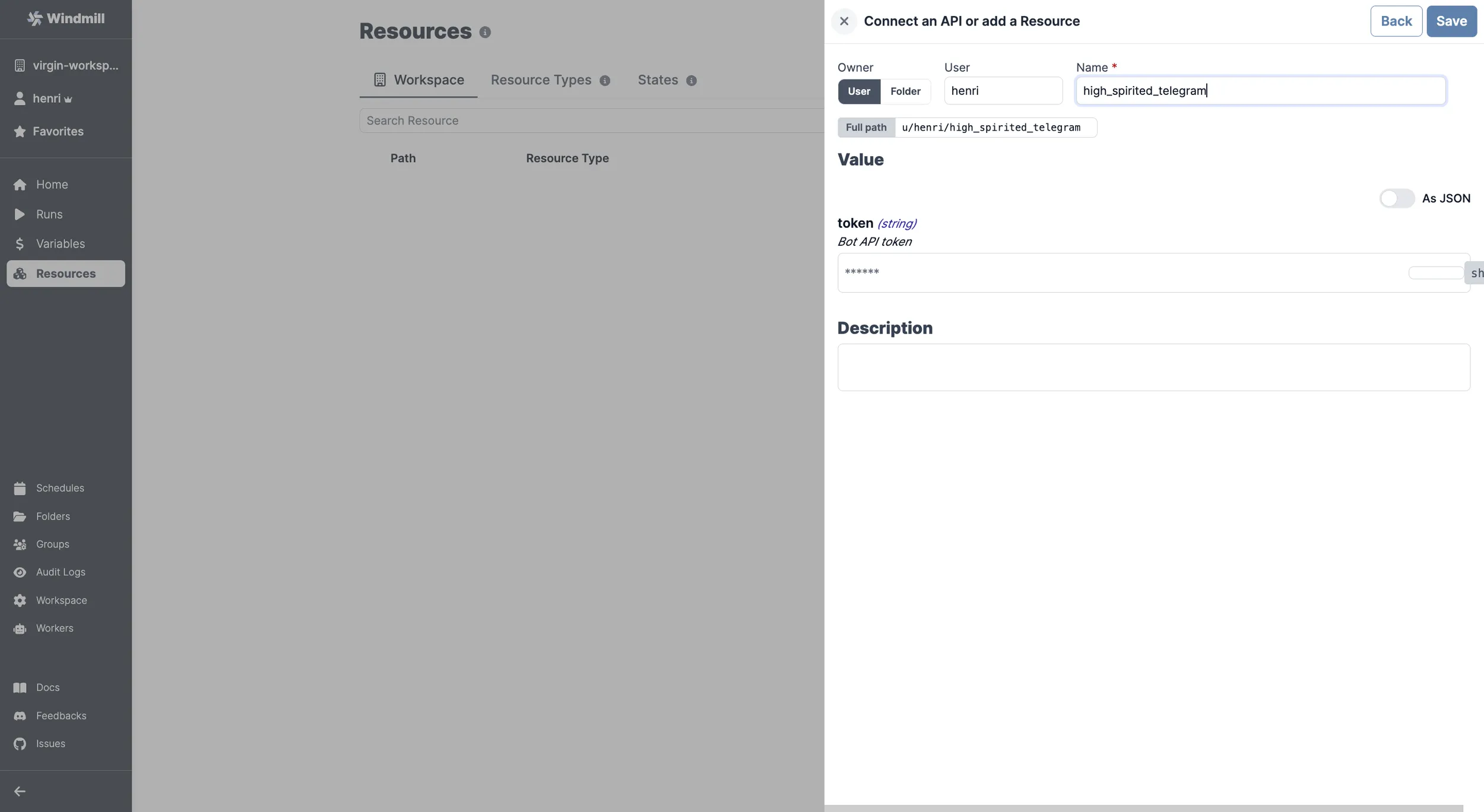 Add Telegram Resource Add Telegram Resource