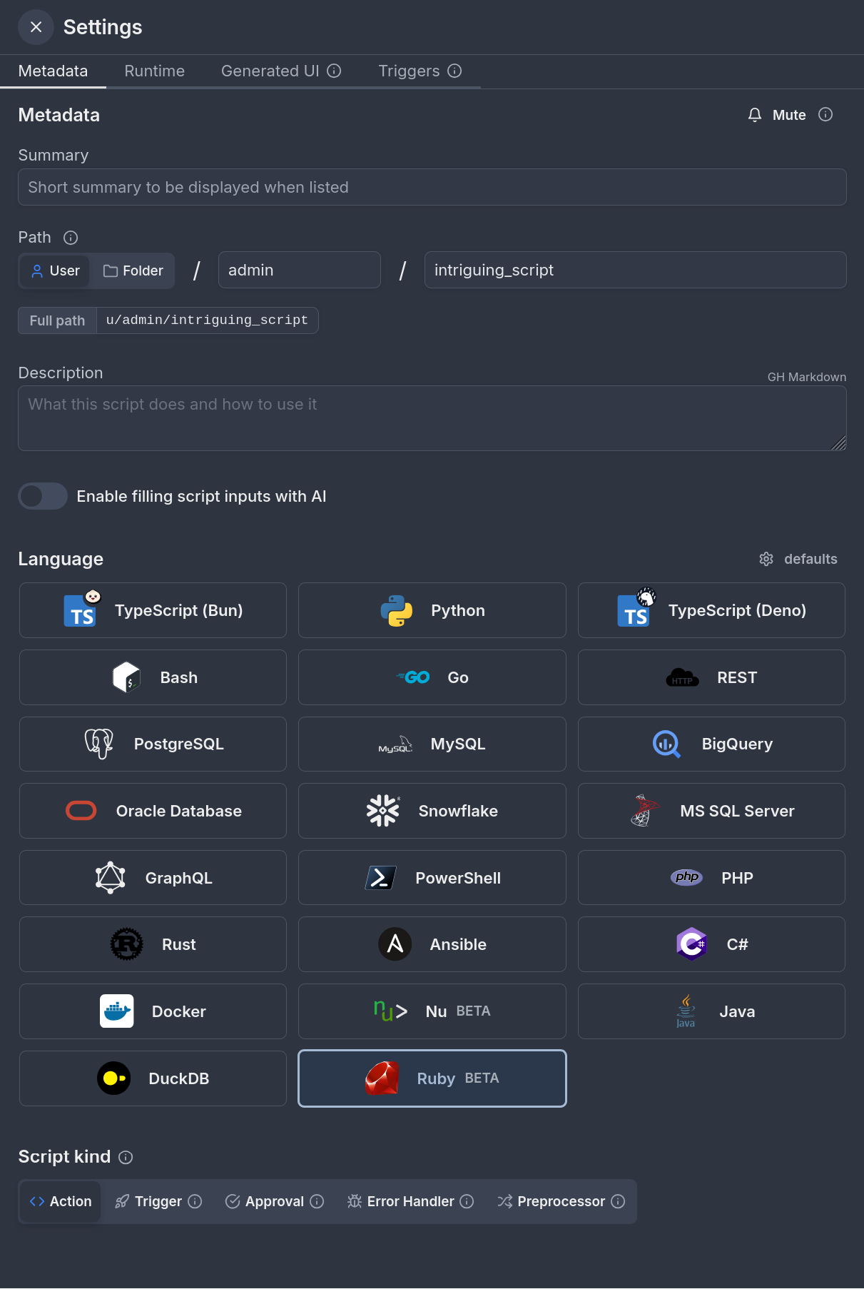 Ruby Settings Ruby Settings